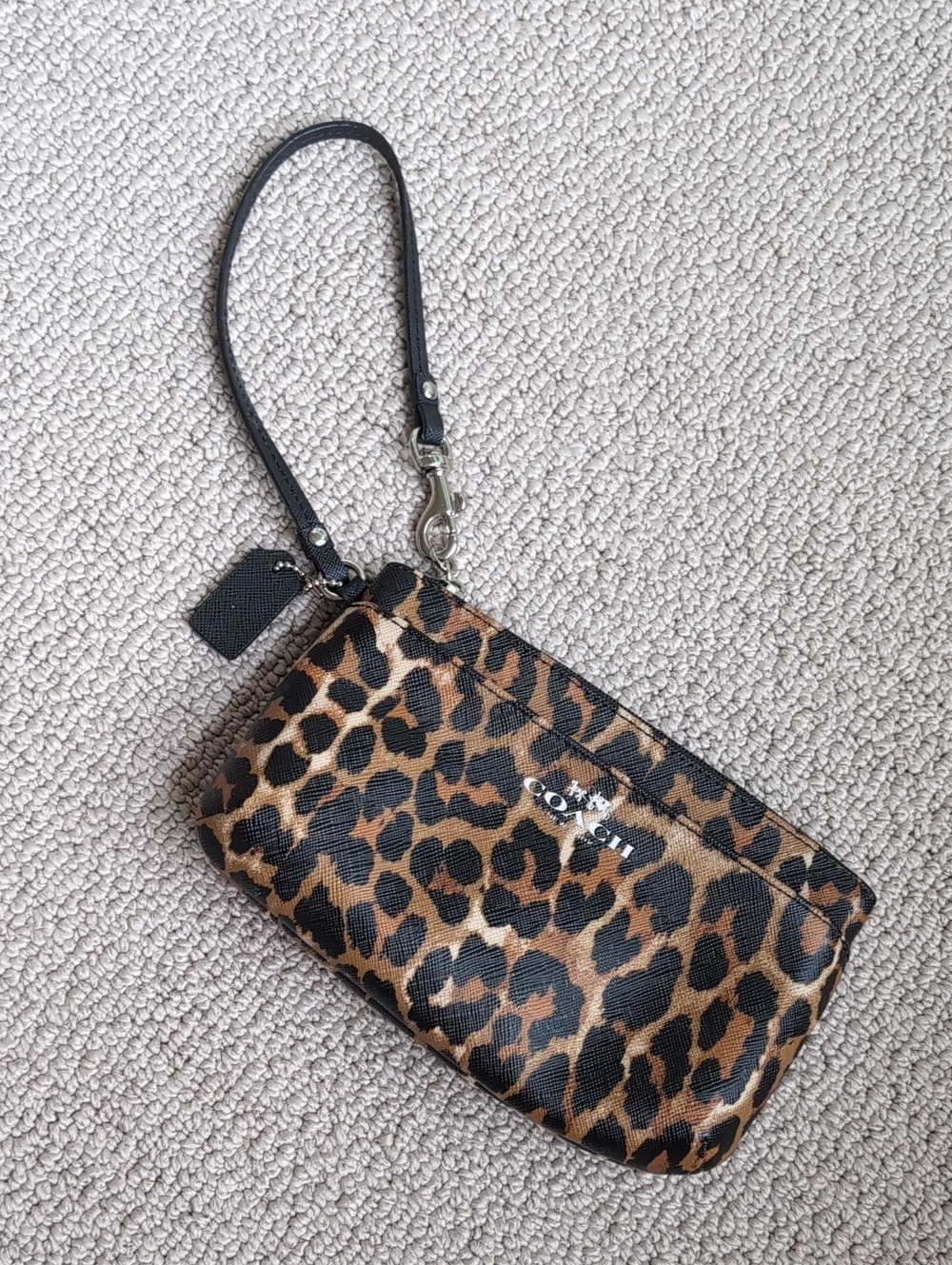 Coach Leopard ( Ocelot)  Wristlet in Brown and Black